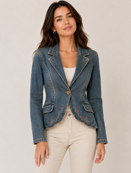 Riders by Lee Jackets & Blazers - Riders Copper Collection XL Embroidered Denim Blazer Jacket Y2K Western Boho Vtg